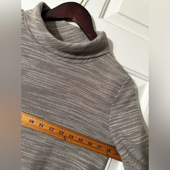 THML Anthropologie Cowl Neck Stripe Gray Black Dress Stretch Faux Suede Trim XS - Picture 8 of 14